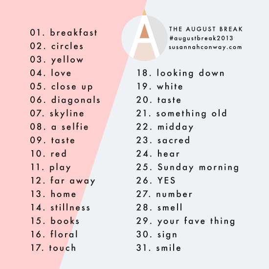The August Break 2013 Prompt List